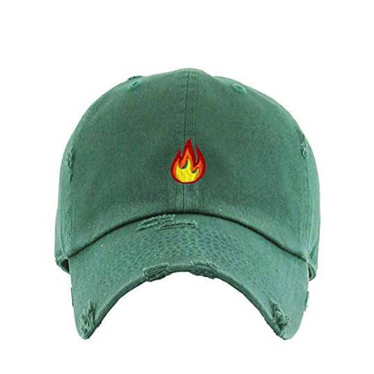 Flame Vintage Baseball Cap Embroidered Adjustable Distressed Dad Hat