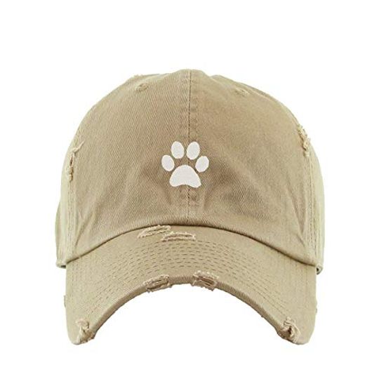 Paw Vintage Baseball Cap Embroidered Adjustable Distressed Dad Hat