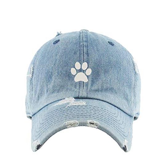 Paw Vintage Baseball Cap Embroidered Adjustable Distressed Dad Hat