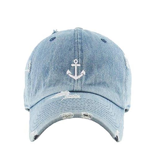 Anchor Vintage Baseball Cap Embroidered Adjustable Distressed Dad Hat