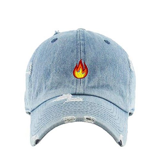 Flame Vintage Baseball Cap Embroidered Adjustable Distressed Dad Hat