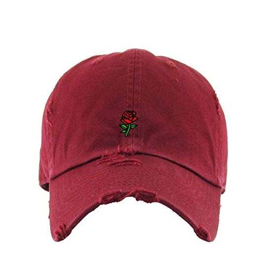 Rose Vintage Baseball Cap Embroidered Adjustable Distressed Dad Hat