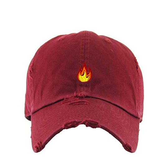 Flame Vintage Baseball Cap Embroidered Adjustable Distressed Dad Hat