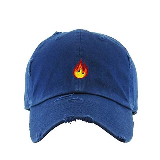 Flame Vintage Baseball Cap Embroidered Adjustable Distressed Dad Hat