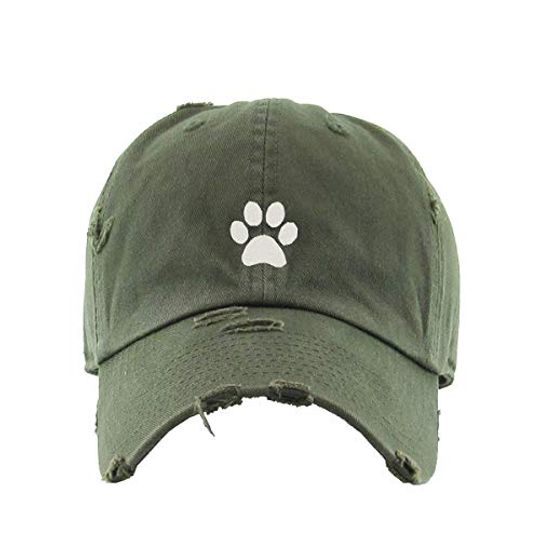 Paw Vintage Baseball Cap Embroidered Adjustable Distressed Dad Hat