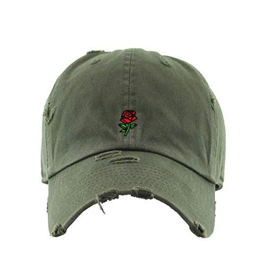 Rose Vintage Baseball Cap Embroidered Adjustable Distressed Dad Hat