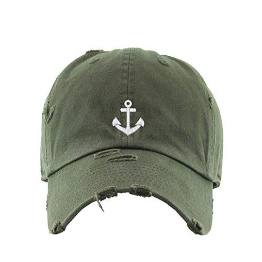 Anchor Vintage Baseball Cap Embroidered Adjustable Distressed Dad Hat