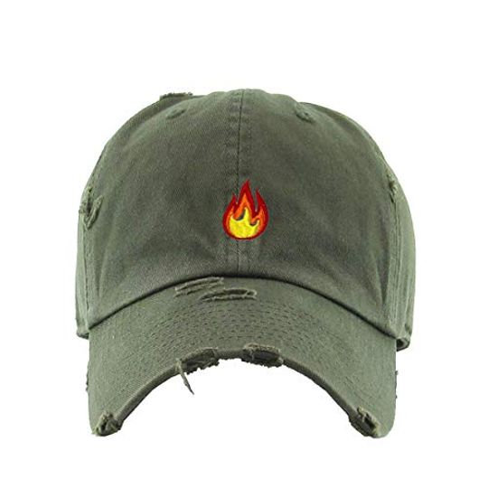 Flame Vintage Baseball Cap Embroidered Adjustable Distressed Dad Hat