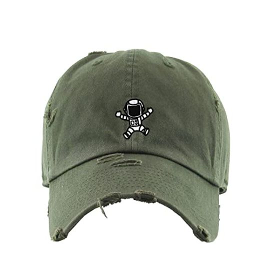 Astronaut Vintage Baseball Cap Embroidered Adjustable Distressed Dad Hat