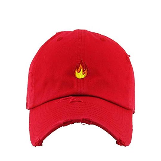 Flame Vintage Baseball Cap Embroidered Adjustable Distressed Dad Hat