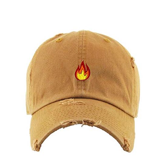 Flame Vintage Baseball Cap Embroidered Adjustable Distressed Dad Hat