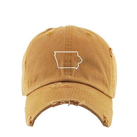 Iowa Map Vintage Baseball Cap Embroidered Adjustable Distressed Dad Hat
