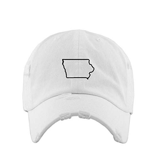 Iowa Map Vintage Baseball Cap Embroidered Adjustable Distressed Dad Hat