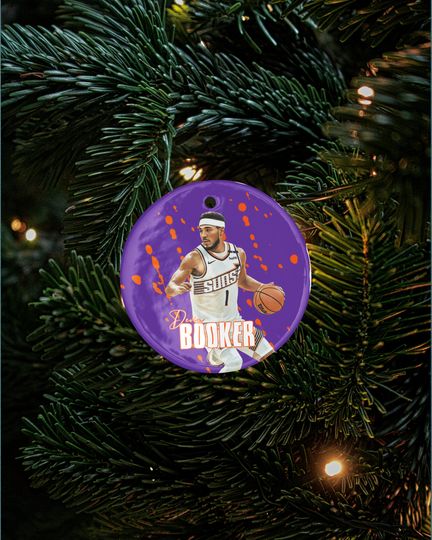 Devin Booker #1 Inspired Ceramic Christmas Ornament - Phoenix Tribute Keepsake