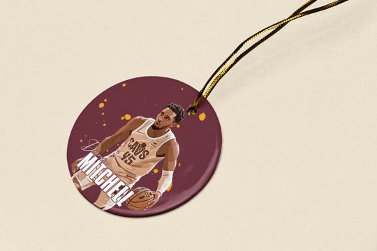 Donovan Mitchell #45 Inspired Ceramic Xmas Ornament - Cleve Tribute Keepsake