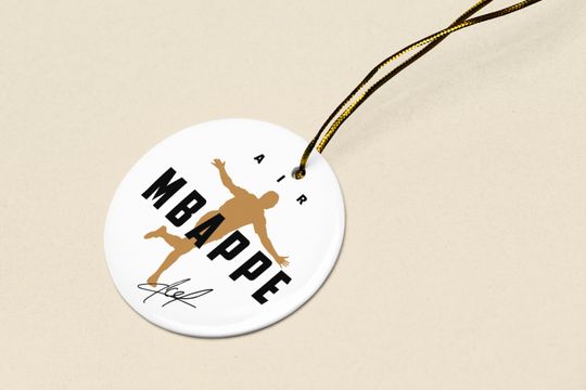 Air Mbappe Signed Inspired Graphic Ceramic Xmas Ornament - Madrid Tribute