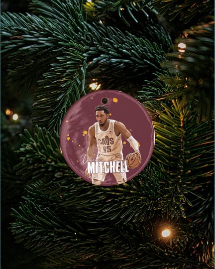 Donovan Mitchell #45 Inspired Ceramic Xmas Ornament - Cleve Tribute Keepsake