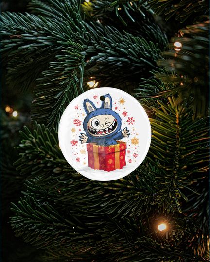 Kawaii Creature Ceramic Xmas Ornament Playful La Bubu Monster Xmas Gift Decor