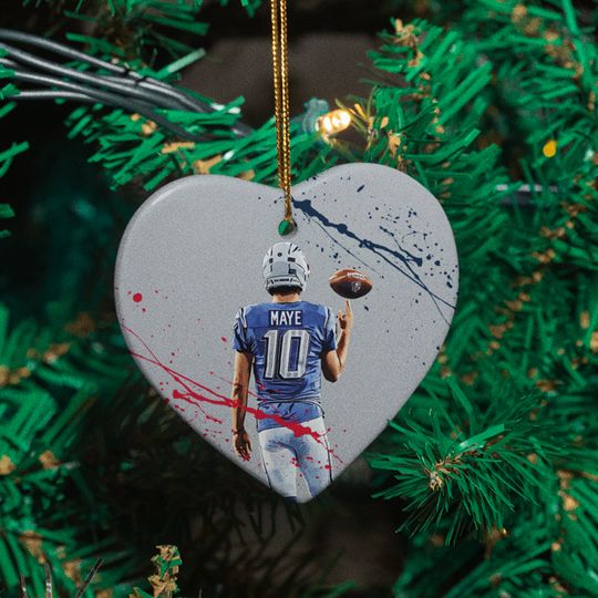 Drake Maye #10 Ceramic Christmas Ornament - New England Tribute Keepsake Xmas