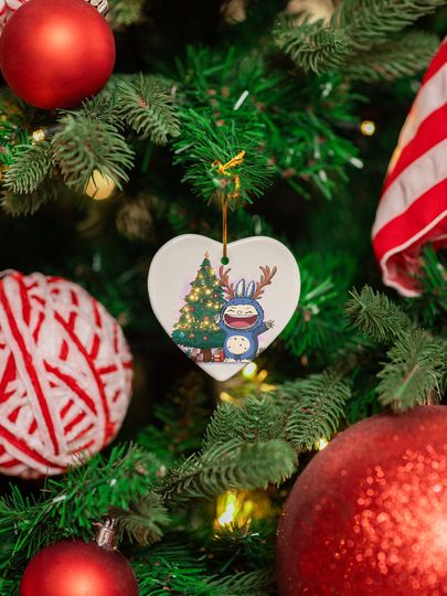 Kawaii Creature Ceramic Xmas Ornament Funny Antlered La Bubu Monster Keepsake