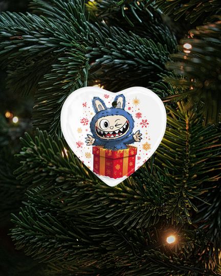 Kawaii Creature Ceramic Xmas Ornament Playful La Bubu Monster Xmas Gift Decor