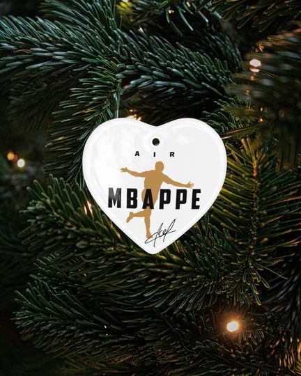 Air Mbappe Signed Inspired Graphic Ceramic Xmas Ornament - Madrid Tribute