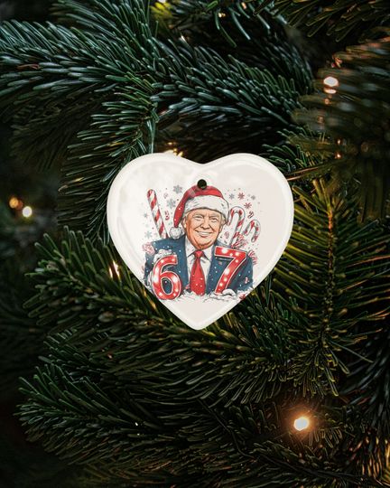 Donald Trump Six Seven Ceramic Christmas Ornament - Funny President 6 7 Keepsake