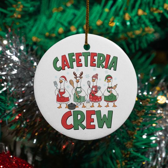 Funny Chef Turkey Ceramic Christmas Ornament - Cafeteria Crew Decor Keepsake
