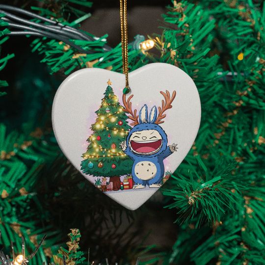 Kawaii Creature Ceramic Xmas Ornament Funny Antlered La Bubu Monster Keepsake
