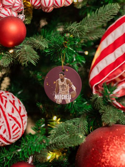 Donovan Mitchell #45 Inspired Ceramic Xmas Ornament - Cleve Tribute Keepsake