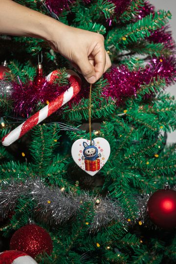 Kawaii Creature Ceramic Xmas Ornament Playful La Bubu Monster Xmas Gift Decor