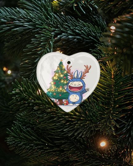 Kawaii Creature Ceramic Xmas Ornament Funny Antlered La Bubu Monster Keepsake