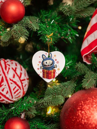 Kawaii Creature Ceramic Xmas Ornament Playful La Bubu Monster Xmas Gift Decor