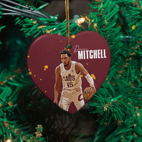 Donovan Mitchell #45 Inspired Ceramic Xmas Ornament - Cleve Tribute Keepsake