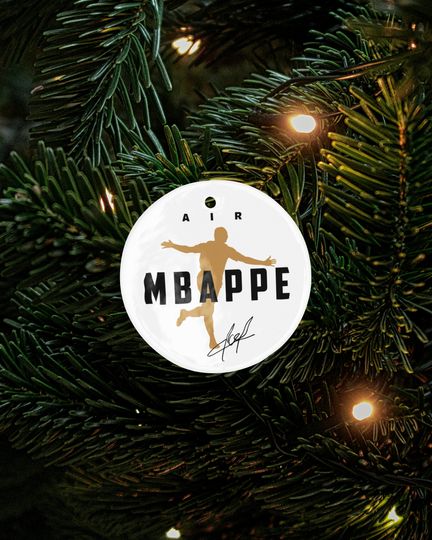 Air Mbappe Signed Inspired Graphic Ceramic Xmas Ornament - Madrid Tribute