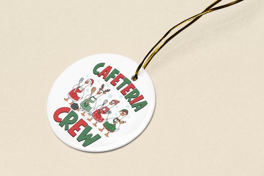 Funny Chef Turkey Ceramic Christmas Ornament - Cafeteria Crew Decor Keepsake