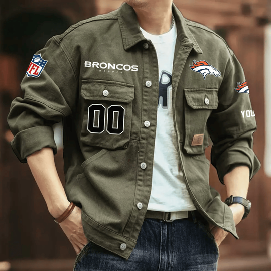 Denver Broncos Men's Denim Autumn Jacket