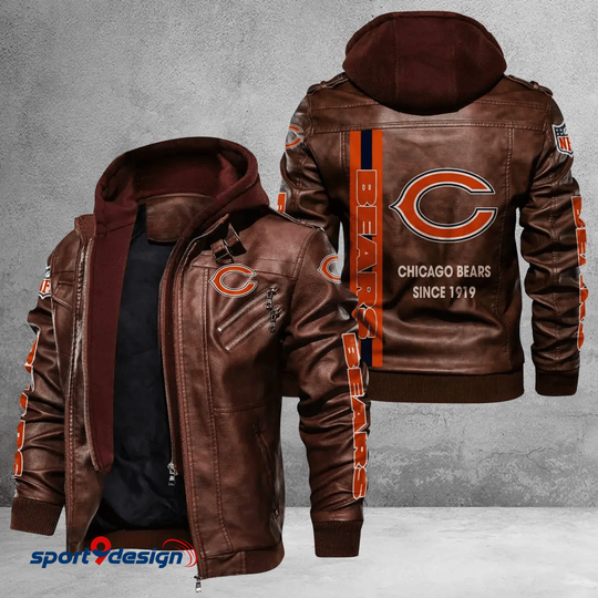 Chicago Bearss Leather Hood Jacket