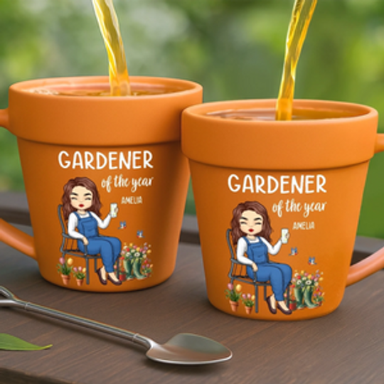 Custom Plant Pot Ceramic Mug - Personalized Garden Gifts For Gardeners