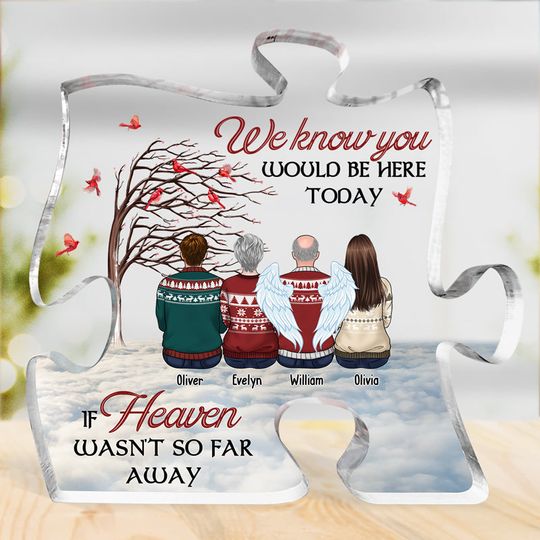 Our Hearts Are Together Forever - Memorial Custom Puzzle Shaped Acrylic Plaque