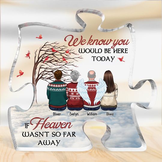 Our Hearts Are Together Forever - Memorial Custom Puzzle Shaped Acrylic Plaque