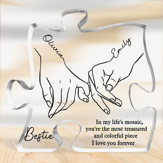 I'll Be There Pinky Promise - Bestie Personalized Custom Puzzle Shaped Acrylic Plaque