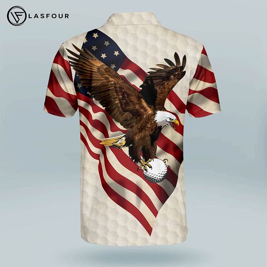 Proud Golf American Flag 3D Printed Golf Polo Shirt