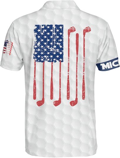 Golf Flag Polo Shirts Proud Patriotic American Flag Funny Polos Shirt for Men Women