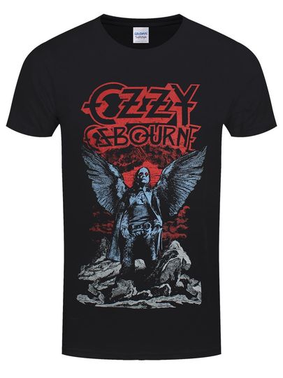 Ozzy Osbourne Angel Wings Mens Black 3D T-Shirt