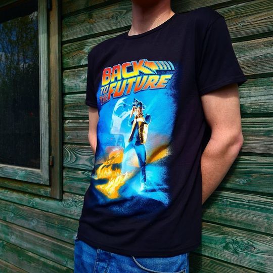 Back To The Future Poster Mens Black 3D T-Shirt