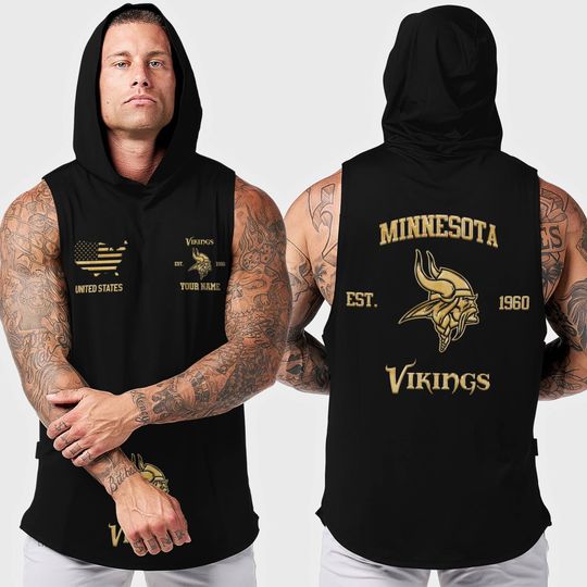 Minnesota Vikings Men Workout Hooded Tank Top