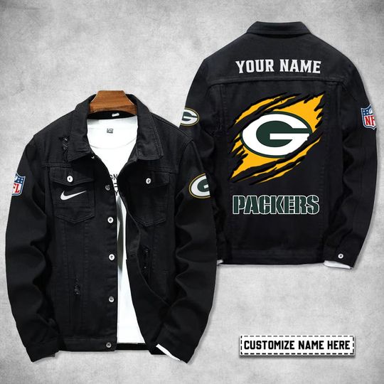 Green Bay Packers Personalized Distressed Denim Jacket