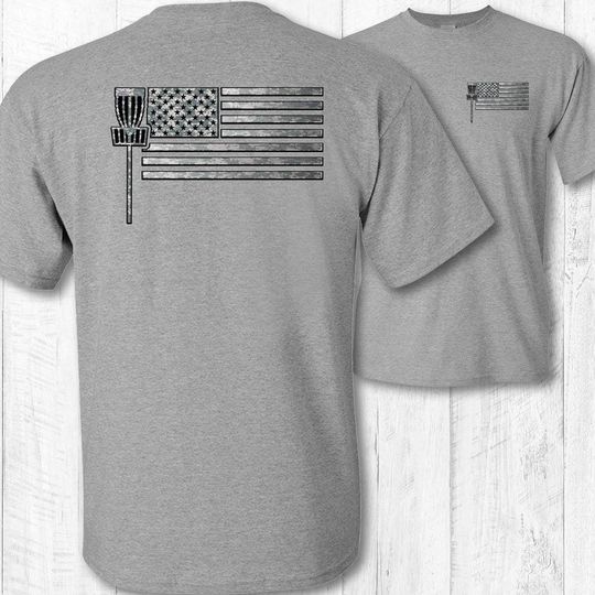 Disc Golfing American Flag Disc Golfer Short Sleeve Tee Shirt