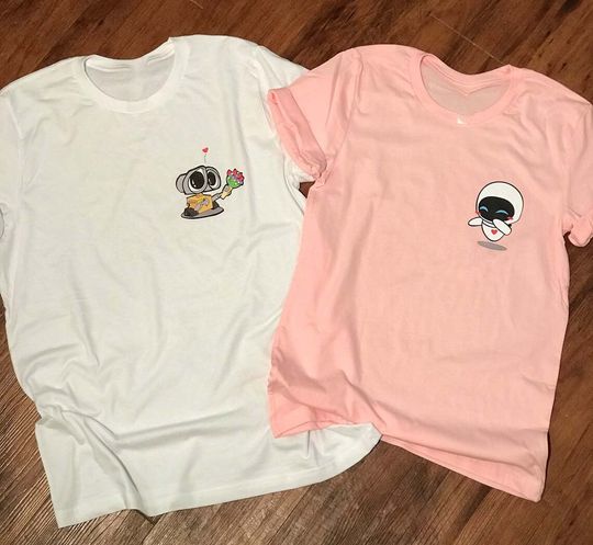 Wall E and Eve Disney Valentine's Day Couple Matching T Shirt